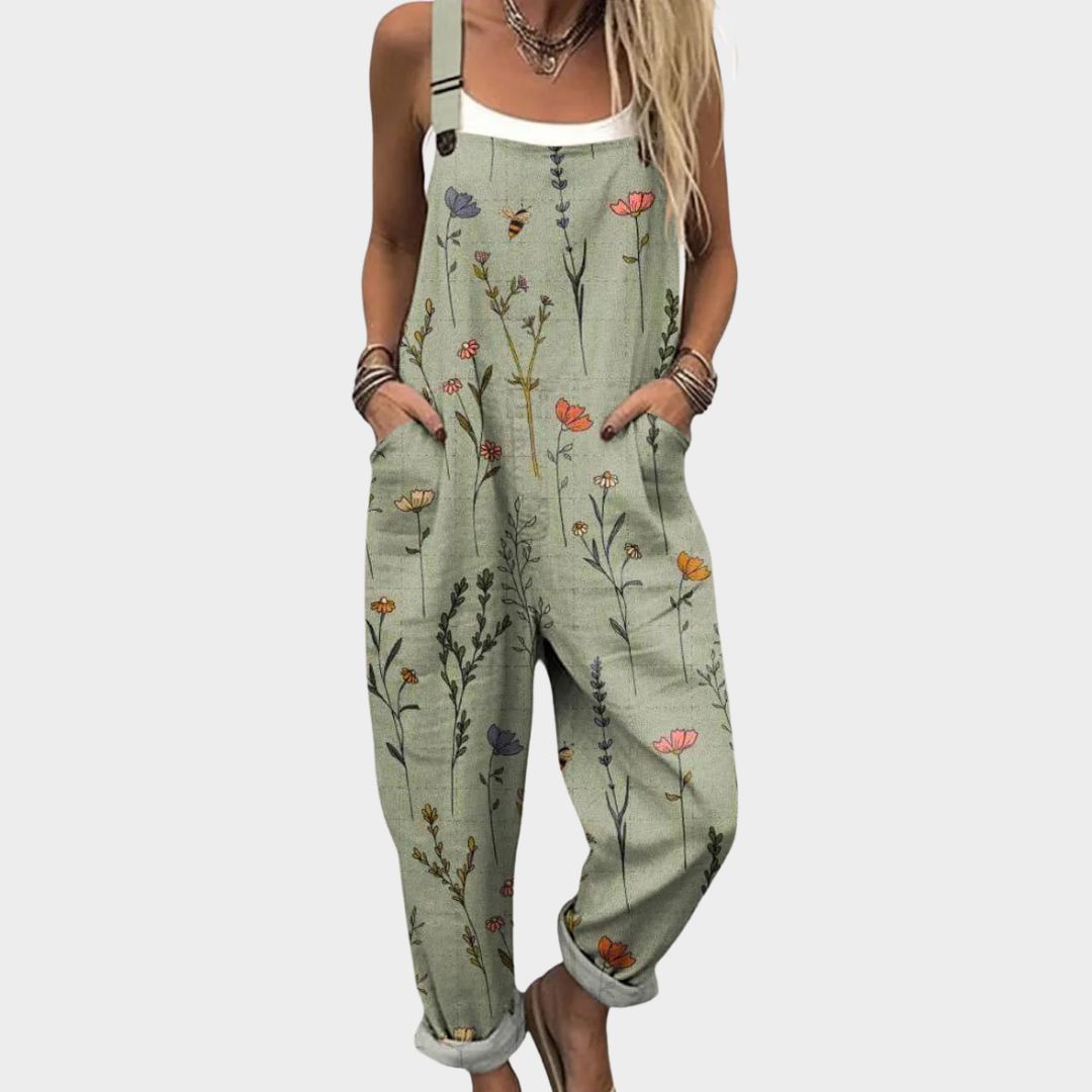 Gema | Mono estampado cómodo de pernera ancha