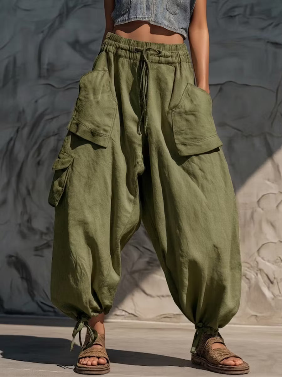 Jana | Pantalón cargo de algodón de corte harem