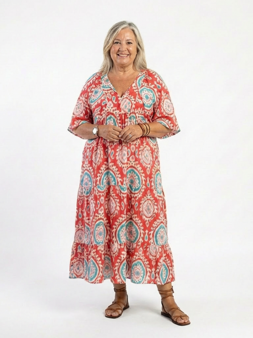 Martina | Vestido Midi Estampado Cachemir