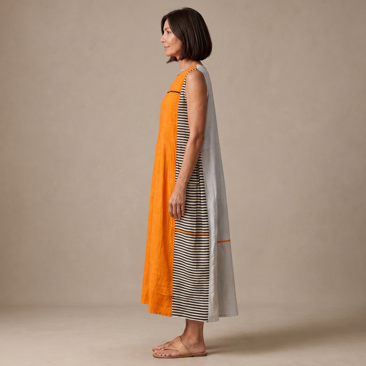 Clarisa vestido midi verano - perfil - modelo Maison Mareva