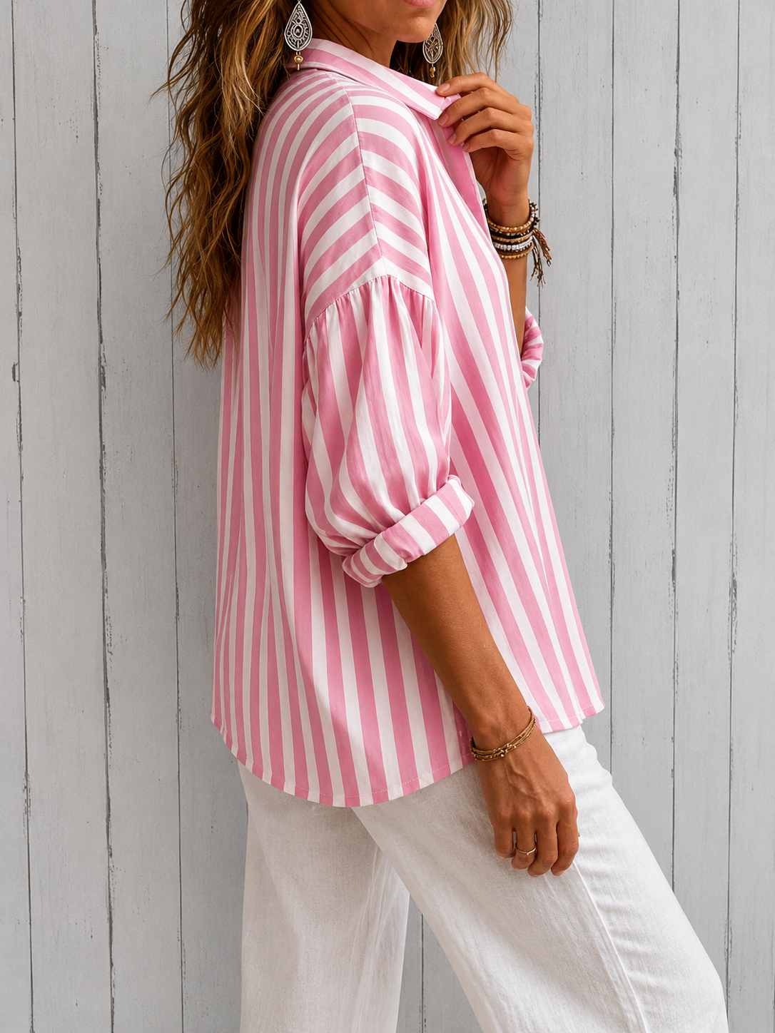 Beatriz | Blusa holgada de rayas con cuello