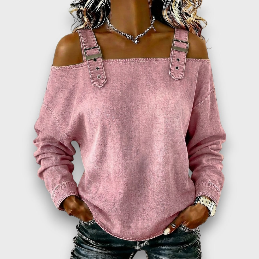 Olivia | Top vaquero de hombros descubiertos