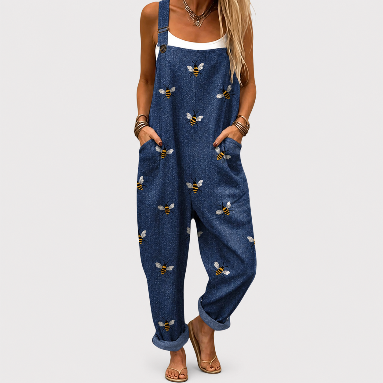 Silvia | Mono estampado cómodo de pernera ancha