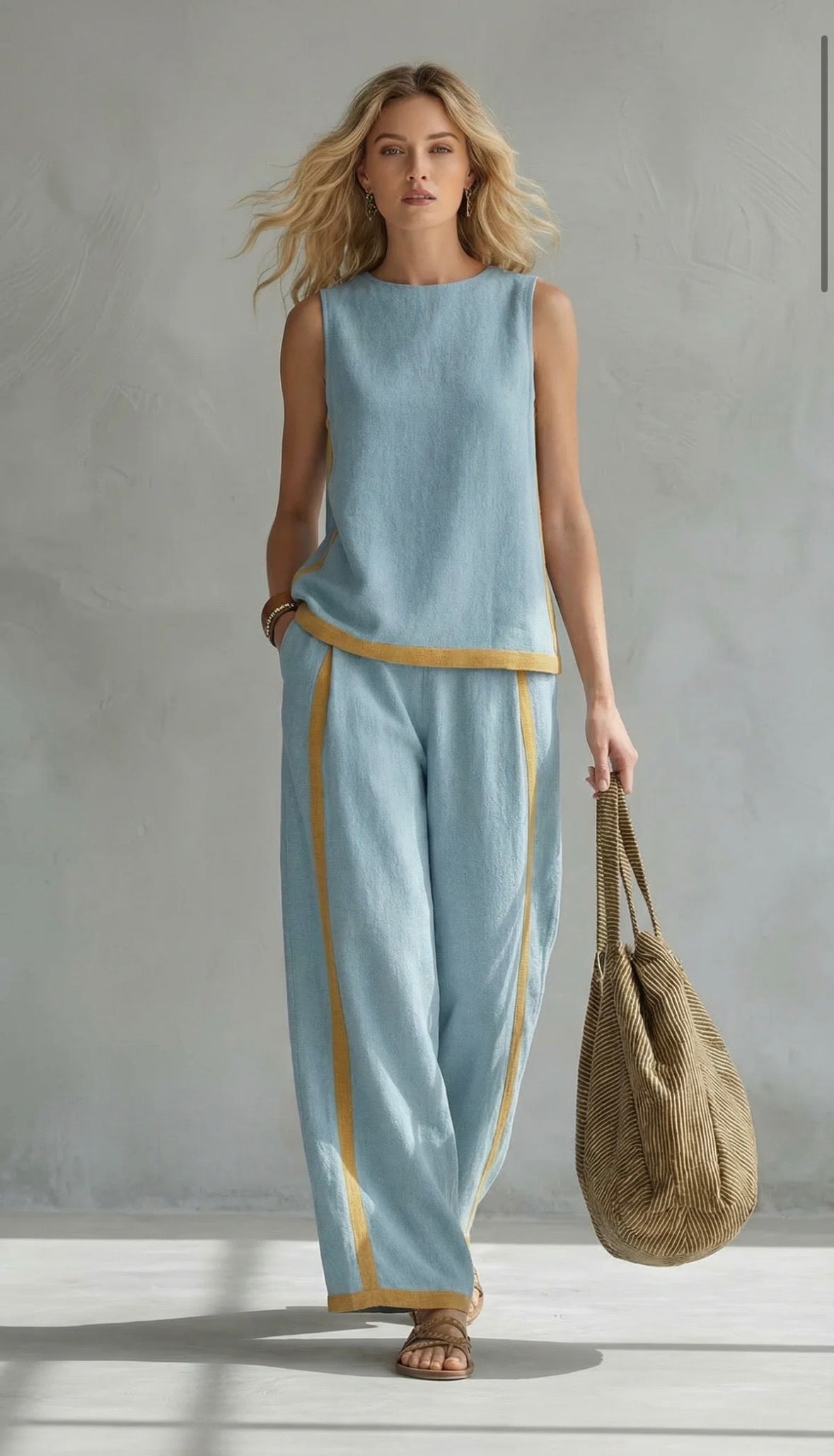 LEILA | Conjunto elegante de algodón y lino