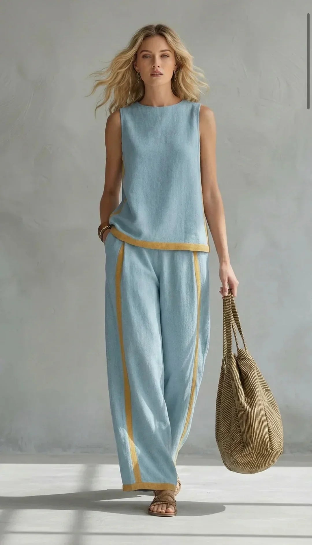 Úrsula | Conjunto de chaleco y pantalón con acabado bicolor
