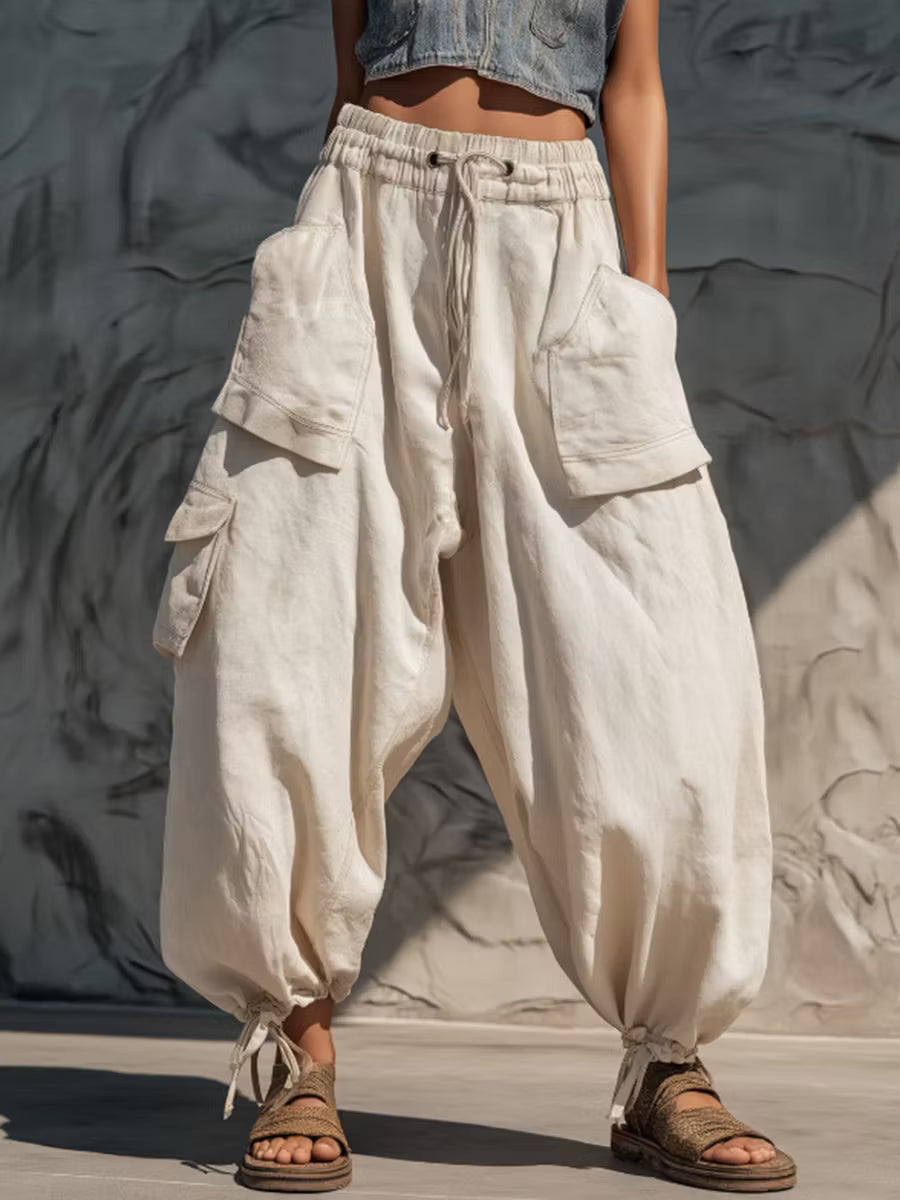 Jana | Pantalón cargo de algodón de corte harem
