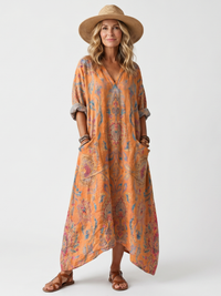 Sonia | Vestido Midi Estampado con Bolsillos
