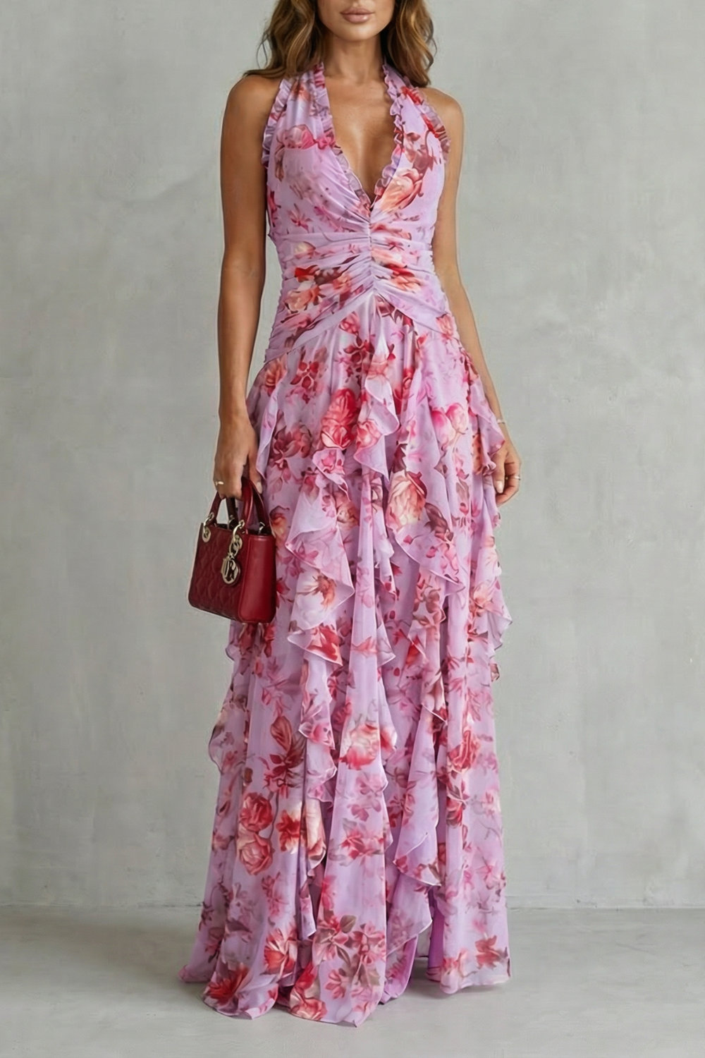 Rosaura | Vestido Largo con Cascada de Rosas