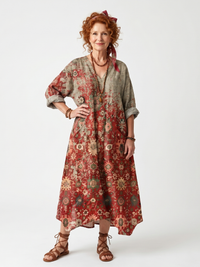 Silvia | Vestido Midi Estampado con Bolsillos