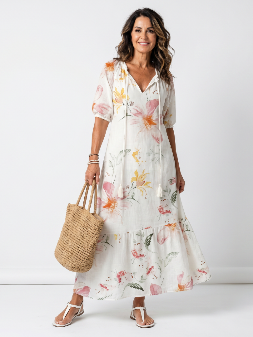 Paulina | Vestido Midi Floral con Volantes