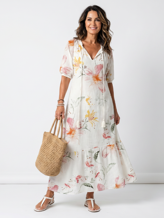 Paulina | Vestido Midi Floral con Volantes