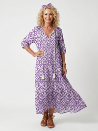 Begoña | Vestido Midi Estampado con Pompones