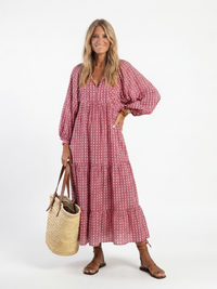 Isabel | Vestido Midi Geométrico Anudado
