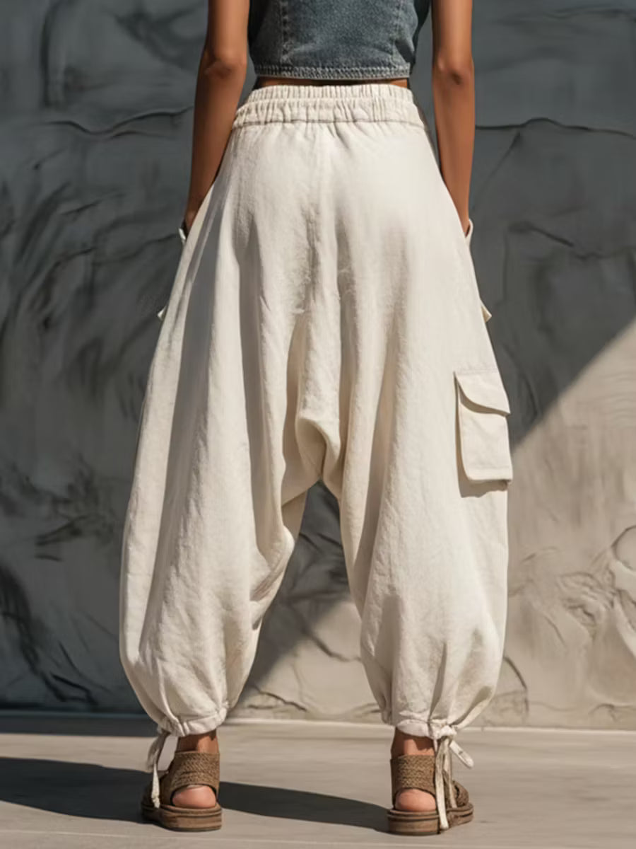 Jana | Pantalón cargo de algodón de corte harem