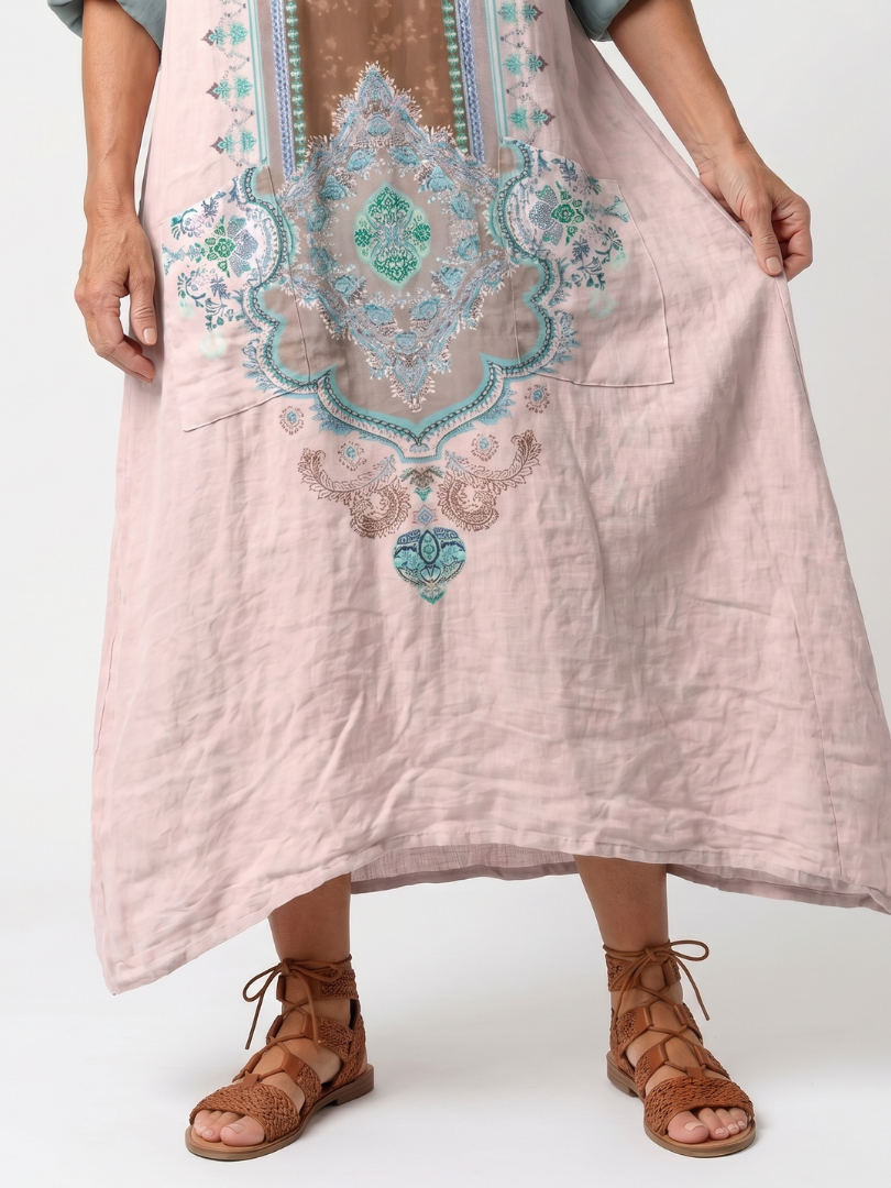 Matilde | Vestido Midi Bordado con Bolsillos