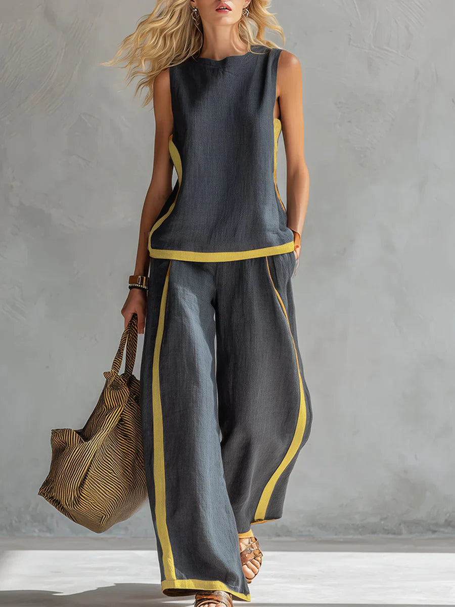 Úrsula | Conjunto de chaleco y pantalón con acabado bicolor