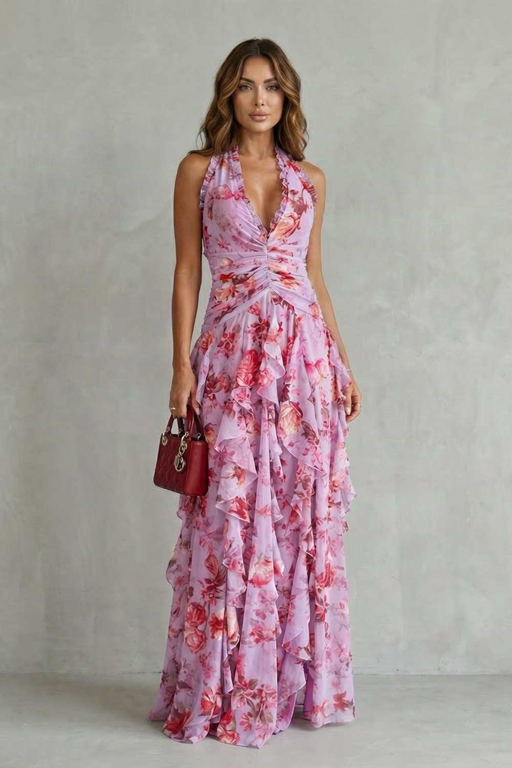 Rosaura | Vestido Largo con Cascada de Rosas