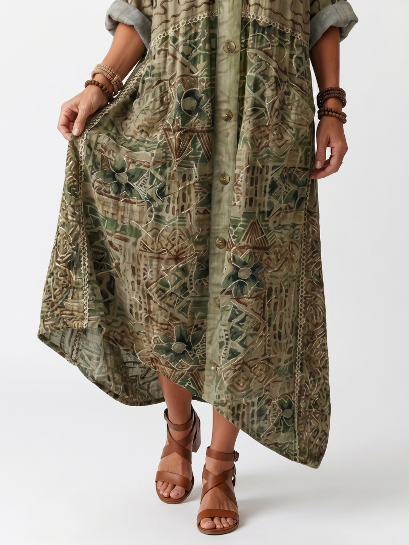 Mónica | Vestido Midi Bordado con Botones