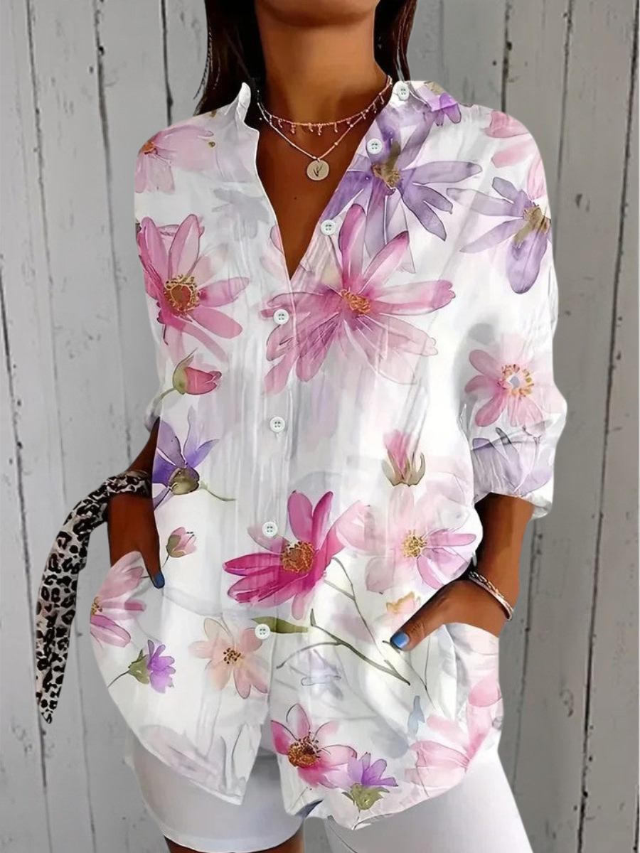 Sara | Blusa artística vibrante de botones
