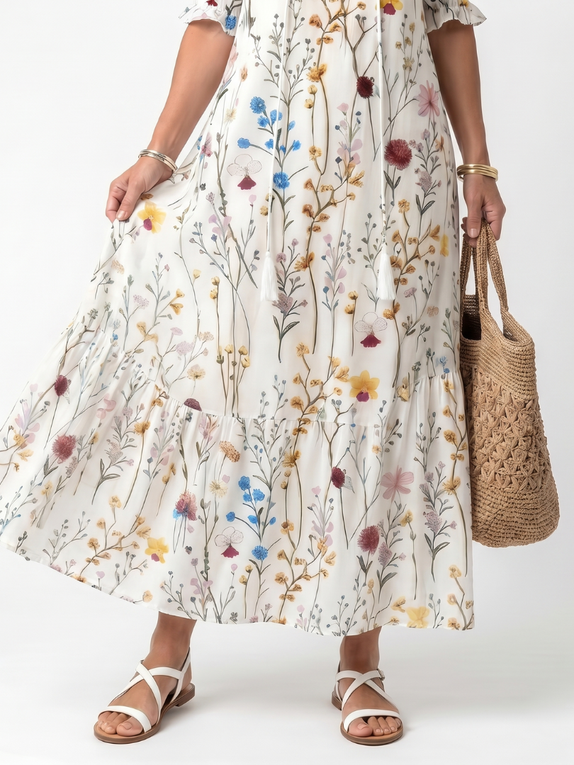 Noemí | Vestido Midi Bohemio con Pompones