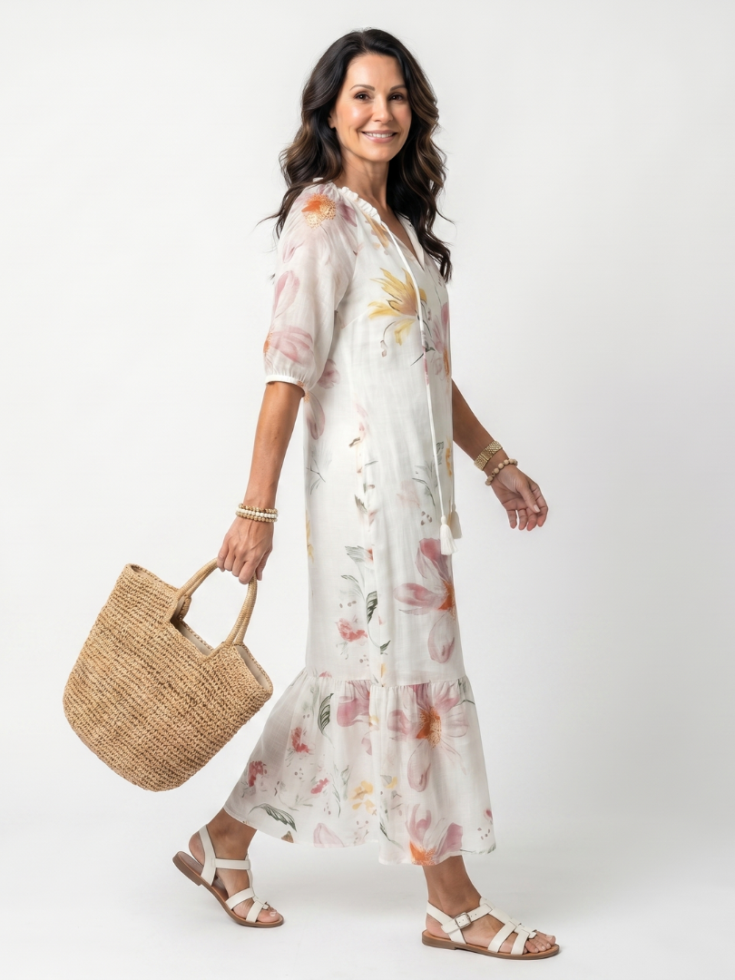 Paulina | Vestido Midi Floral con Volantes