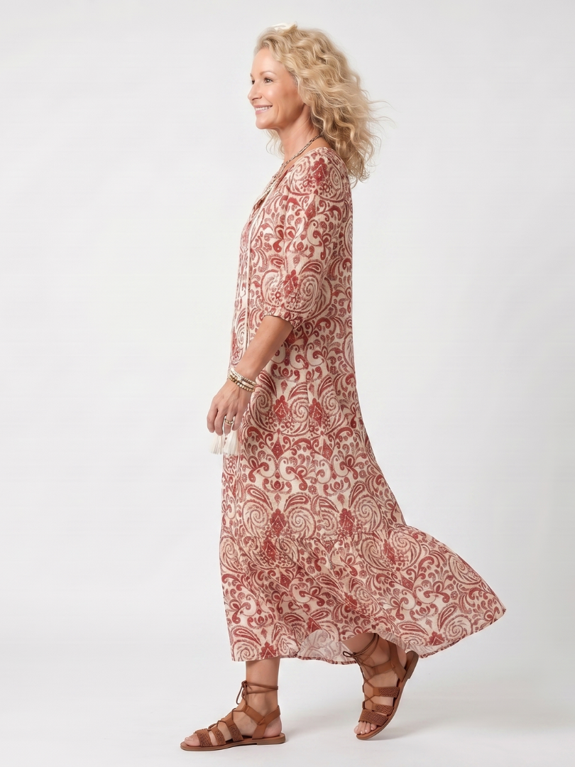 Lucía | Vestido Midi Bohemio con Pompones