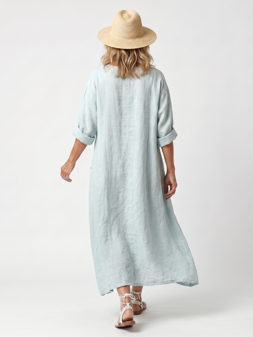Claudia | Vestido Midi Bordado con Bolsillos