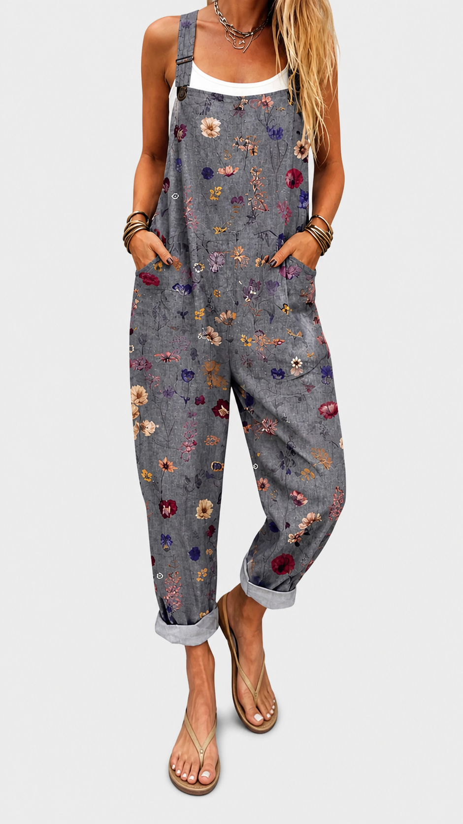 Cristina | Mono estampado cómodo de pernera ancha