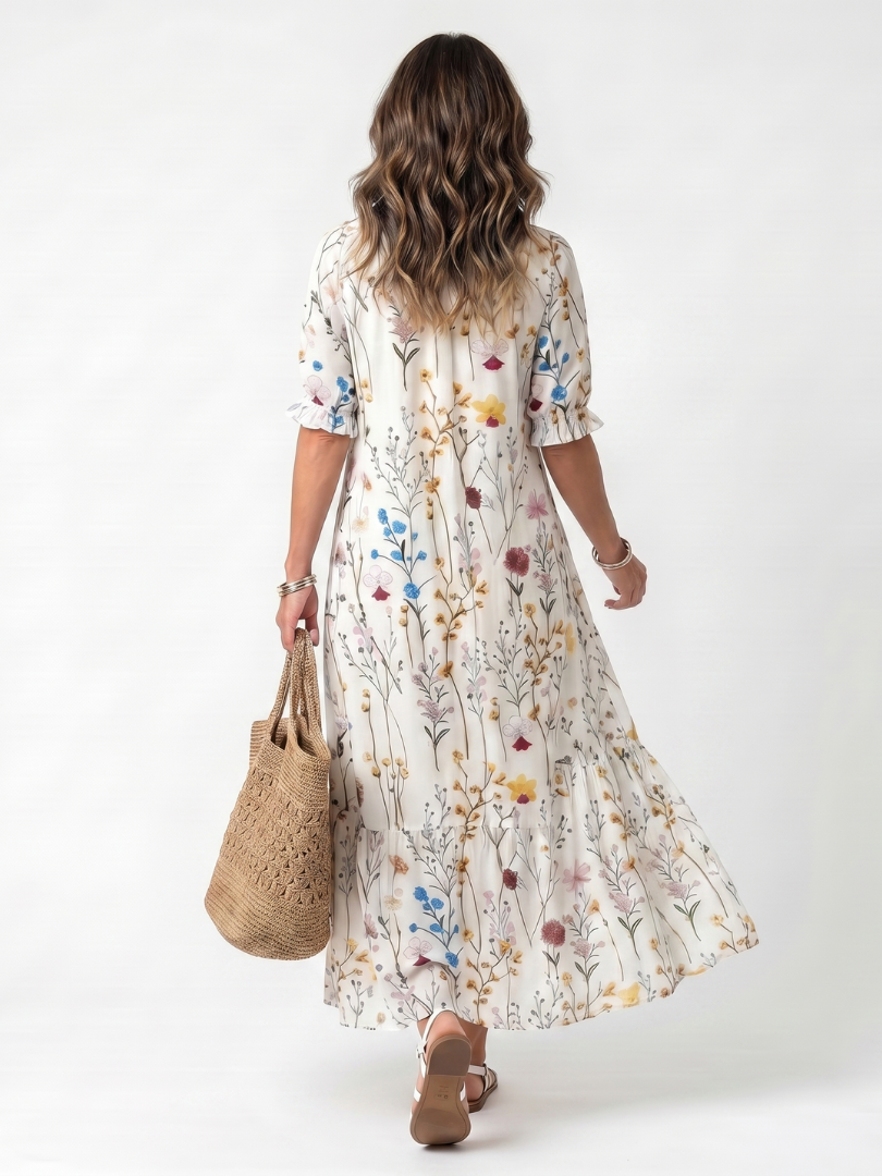 Noemí | Vestido Midi Bohemio con Pompones
