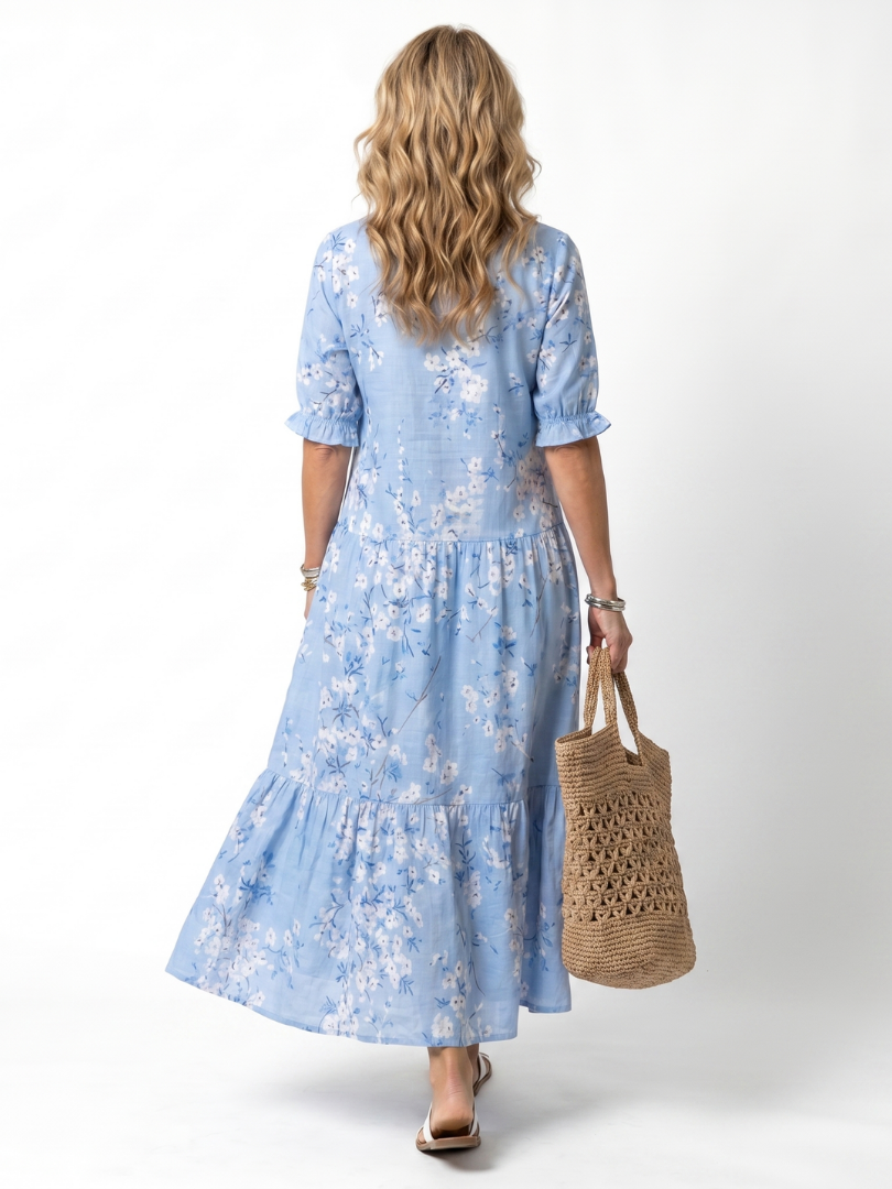 Micaela | Vestido Midi Floral con Pompones