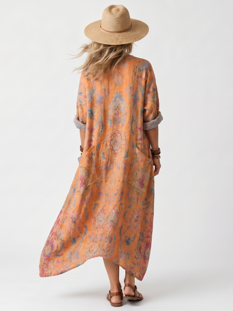 Sonia | Vestido Midi Estampado con Bolsillos