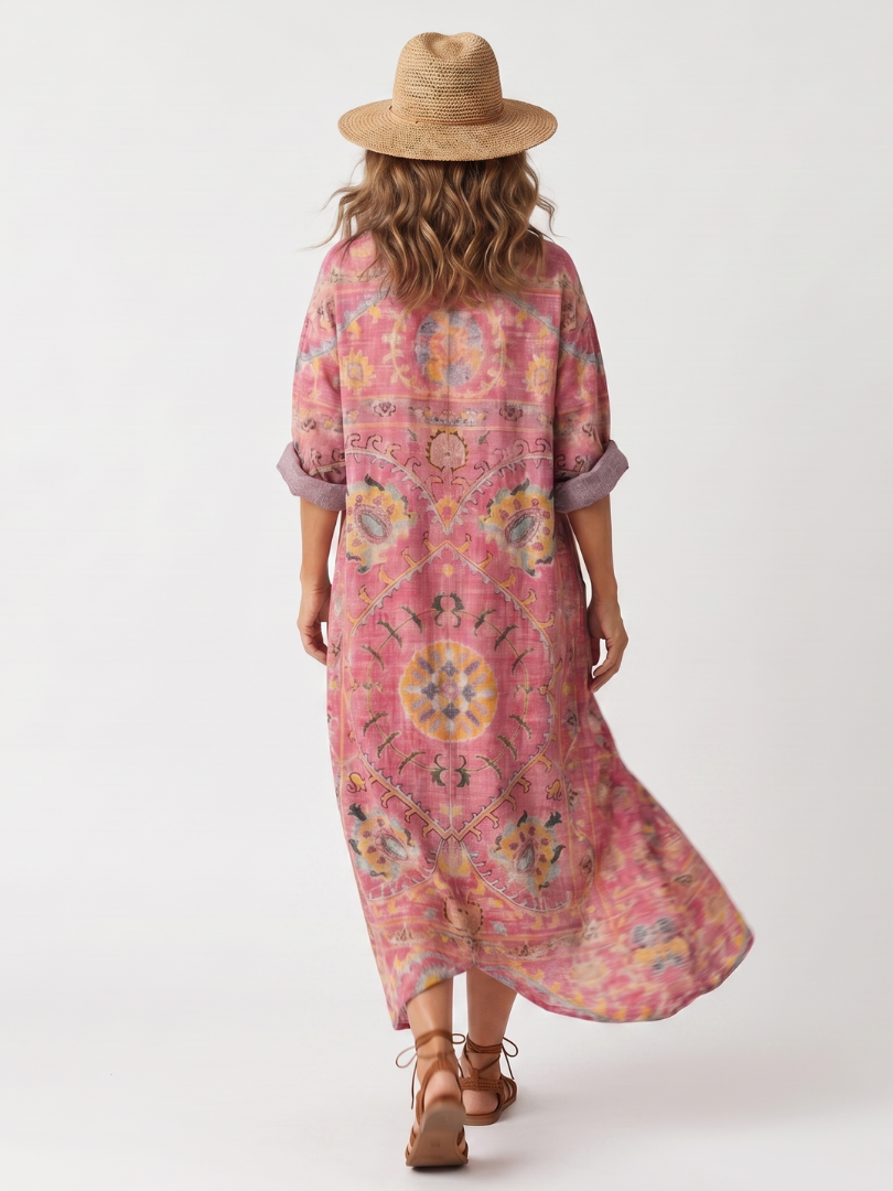 Margarita | Vestido Midi Estampado con Bolsillos