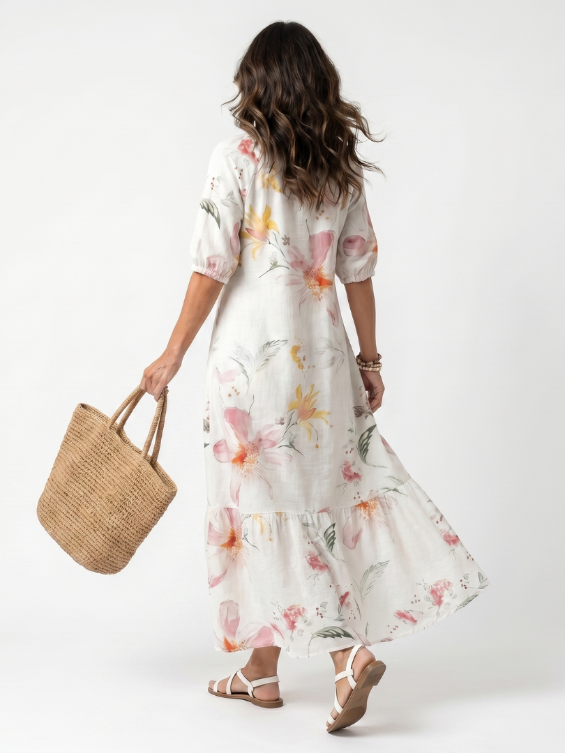 Paulina | Vestido Midi Floral con Volantes
