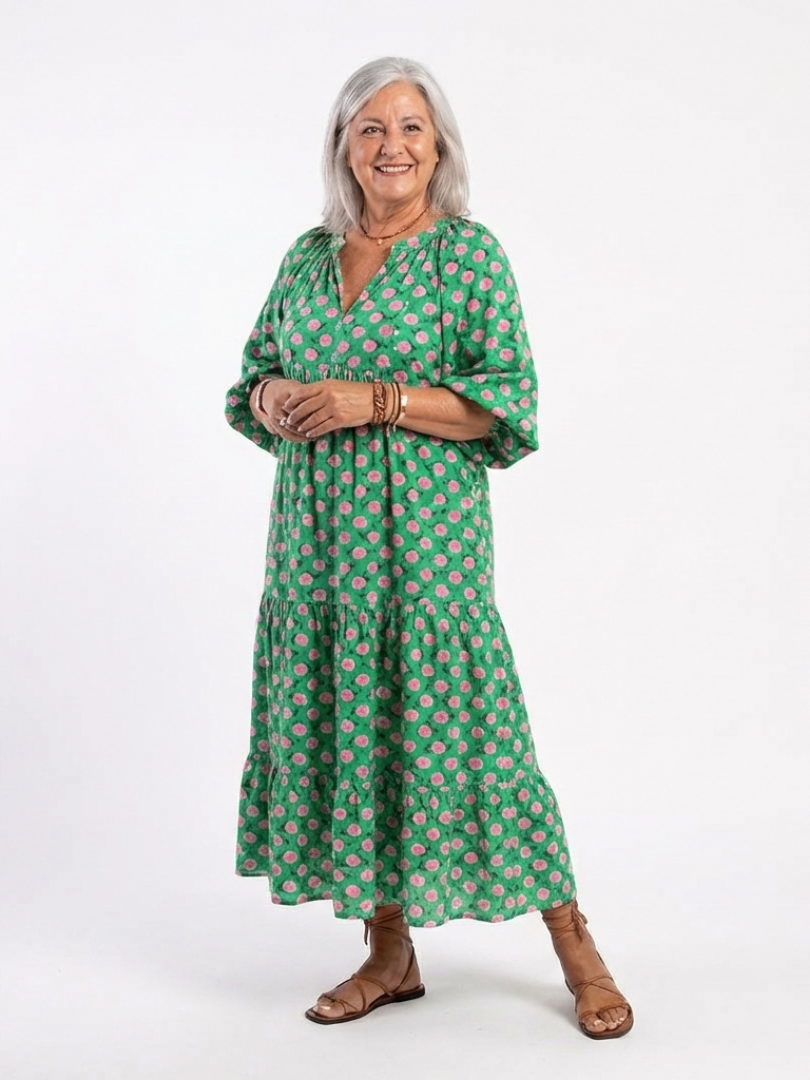 Carmela | Vestido Midi Floral con Volantes