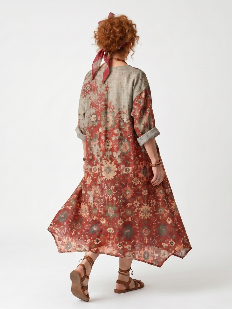Silvia | Vestido Midi Estampado con Bolsillos