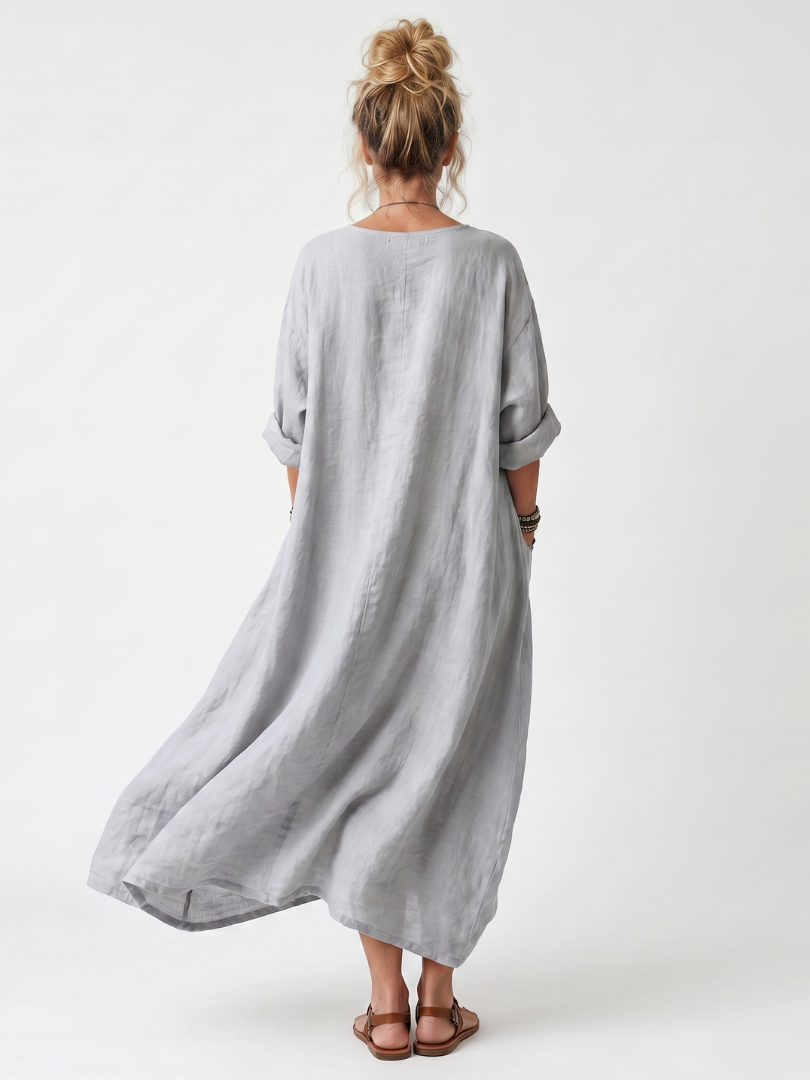 Verónica | Vestido Midi Bordado en Contraste