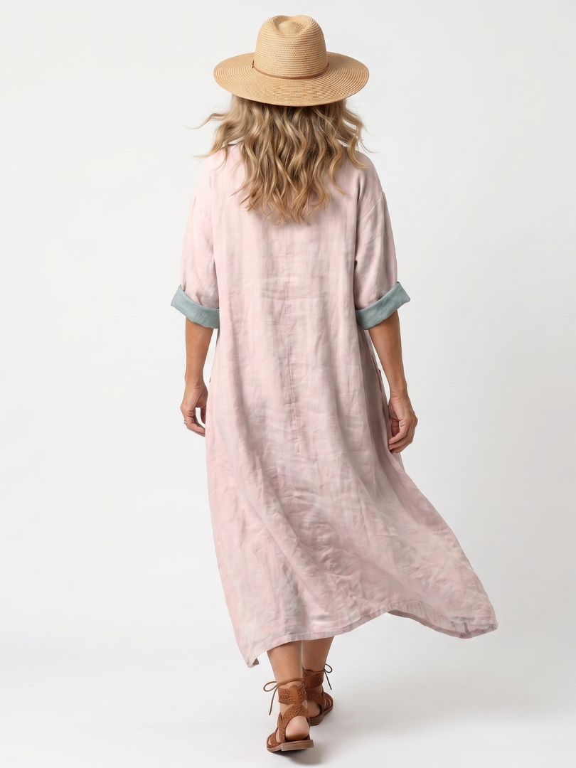 Matilde | Vestido Midi Bordado con Bolsillos