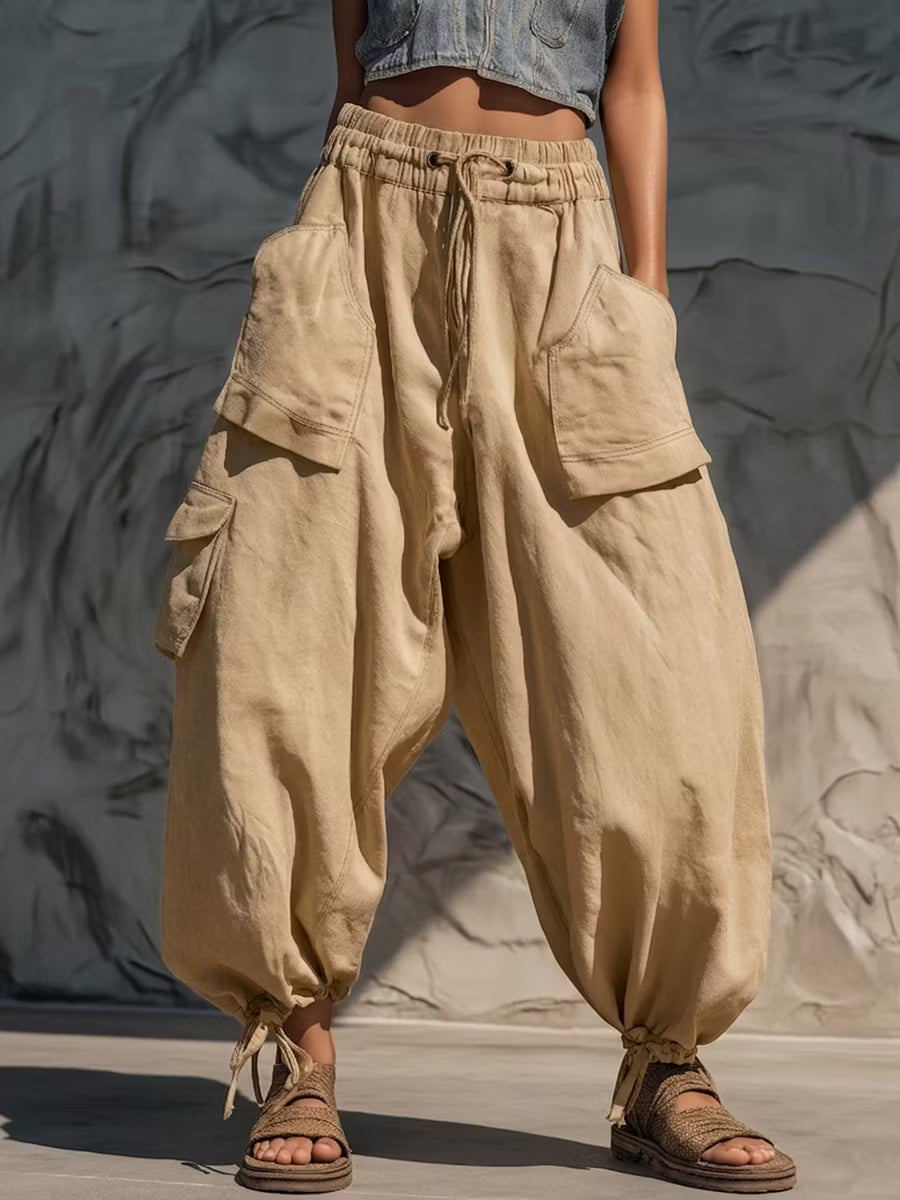 Jana | Pantalón cargo de algodón de corte harem