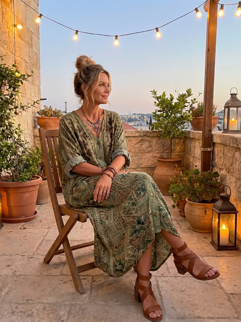 Mónica | Vestido Midi Bordado con Botones