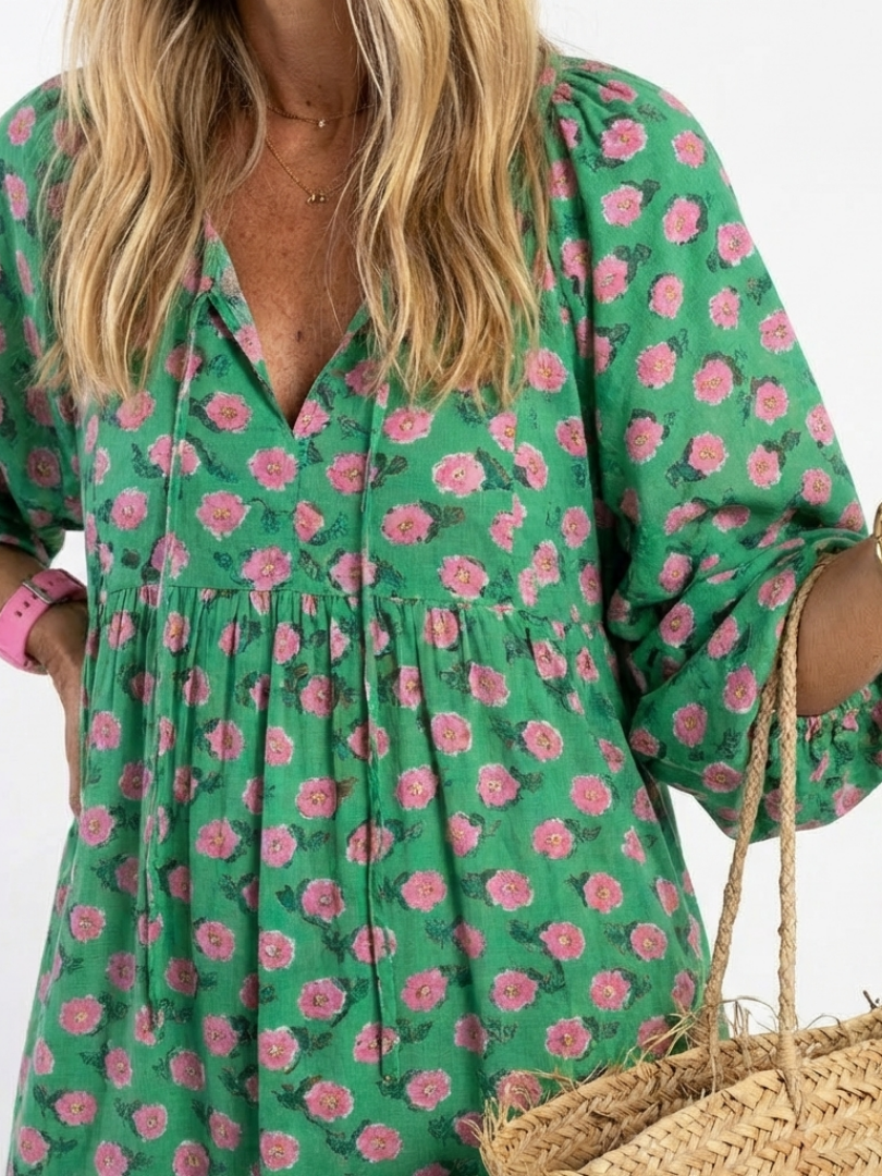 Carmela | Vestido Midi Floral con Volantes