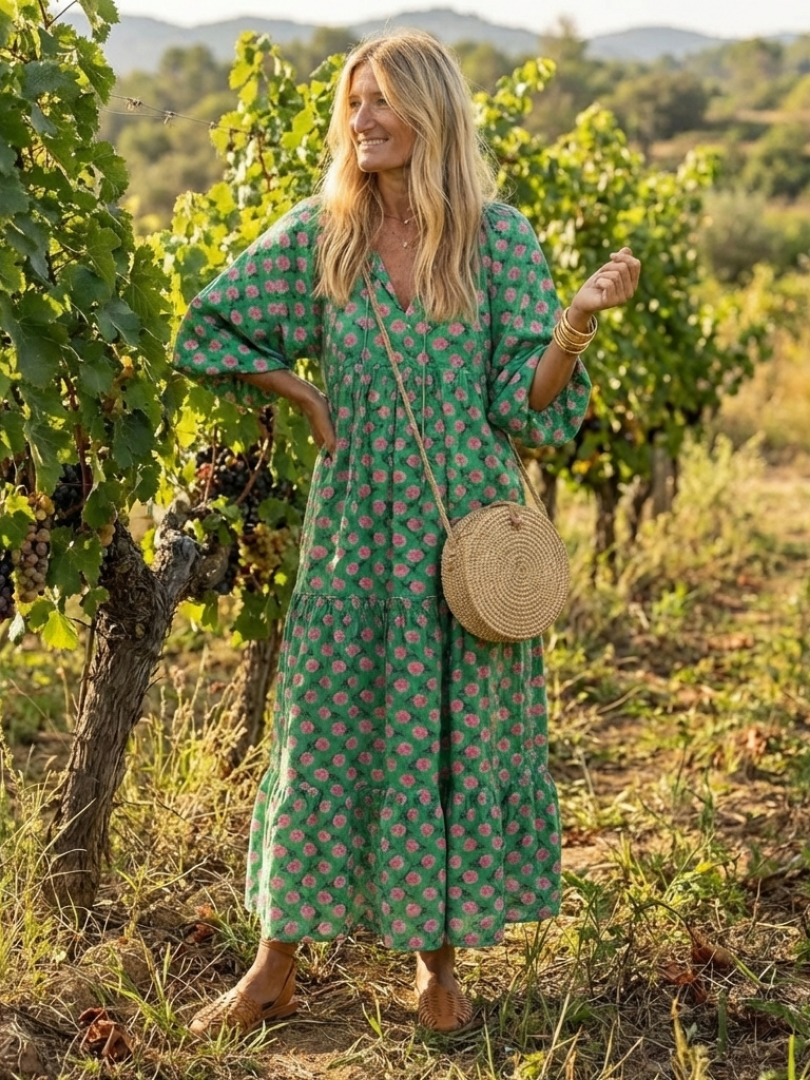 Carmela | Vestido Midi Floral con Volantes
