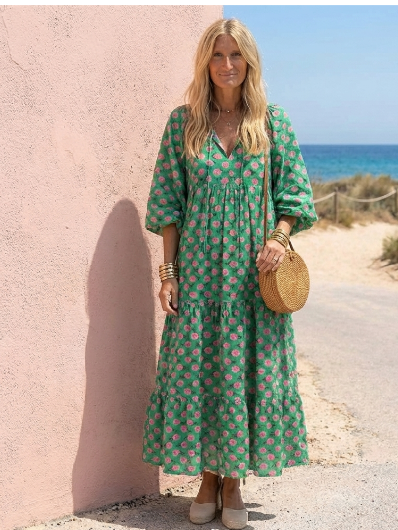 Carmela | Vestido Midi Floral con Volantes