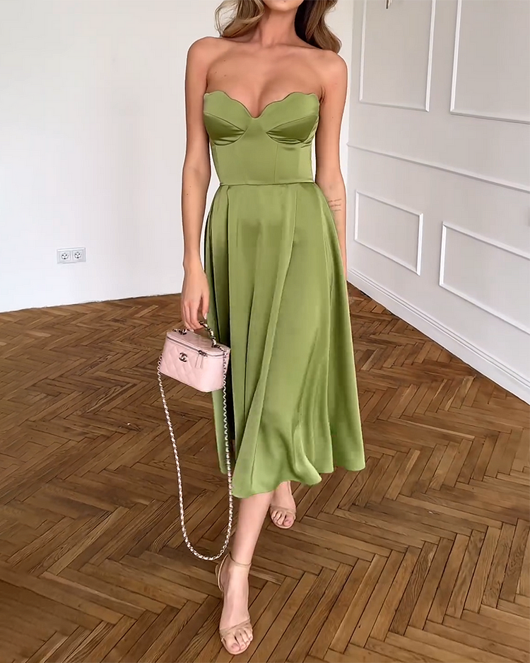 Lorena | Vestido Midi Elegante sin Tirantes
