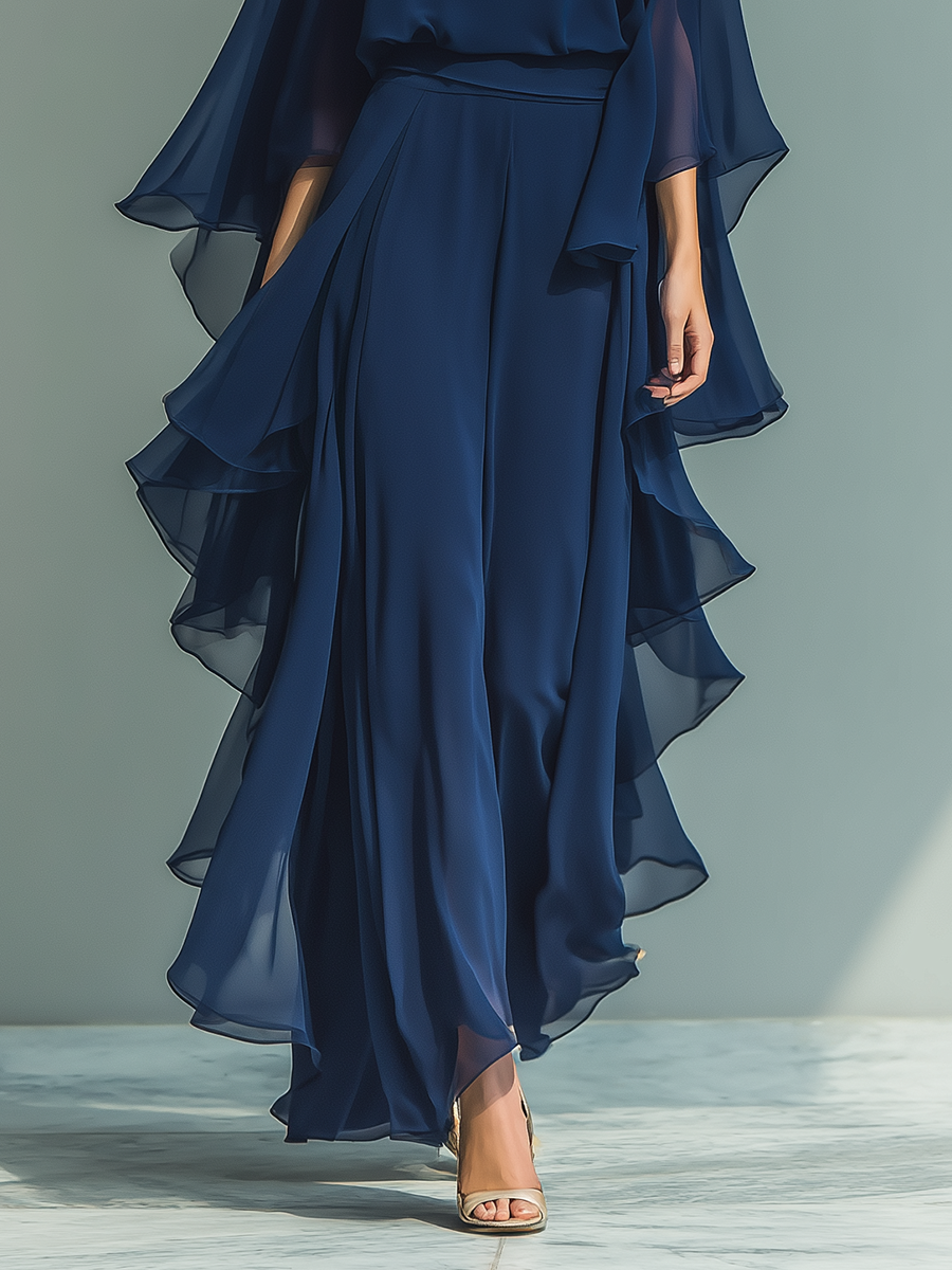 Inés | Conjunto de top y pantalón en gasa azul marino