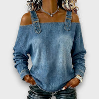 Olivia | Top vaquero de hombros descubiertos