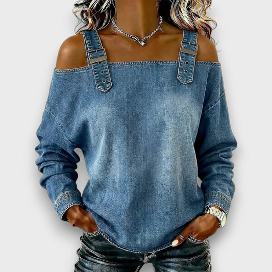 Olivia | Top vaquero de hombros descubiertos
