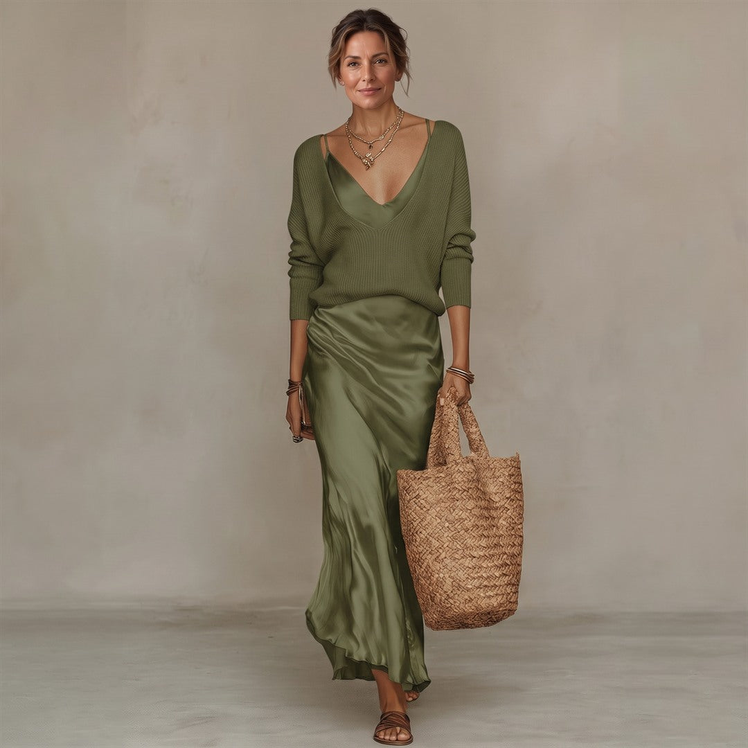 Anabel | Vestido Midi Satinado Elegante