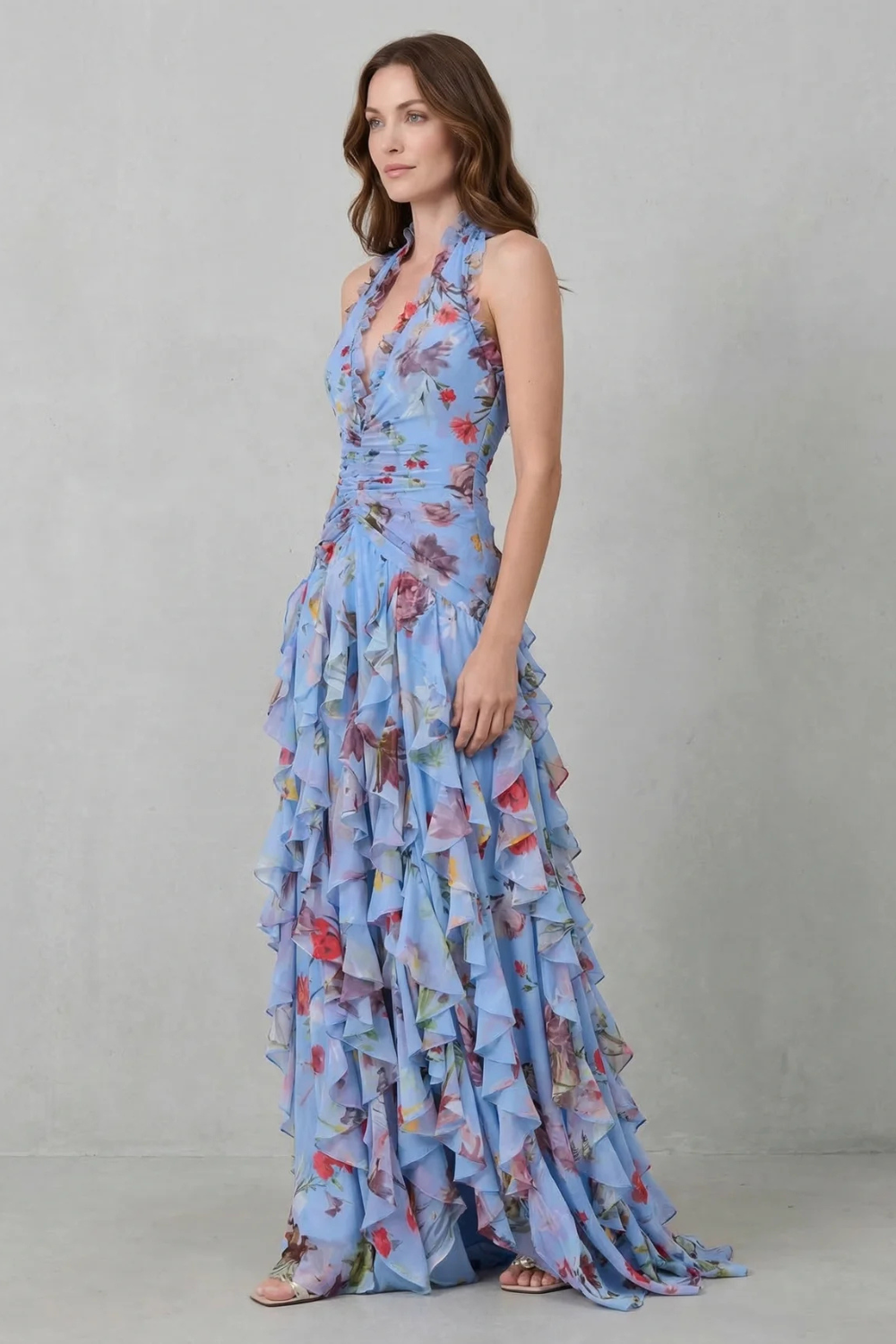 Rosaura | Vestido Largo con Cascada de Rosas