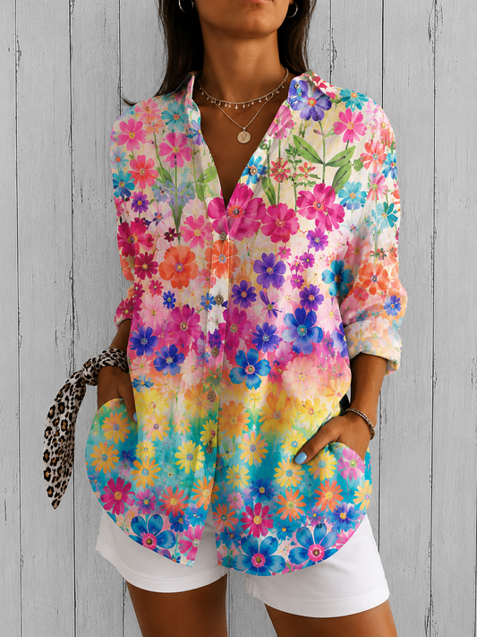 Paloma | Blusa artística vibrante de botones