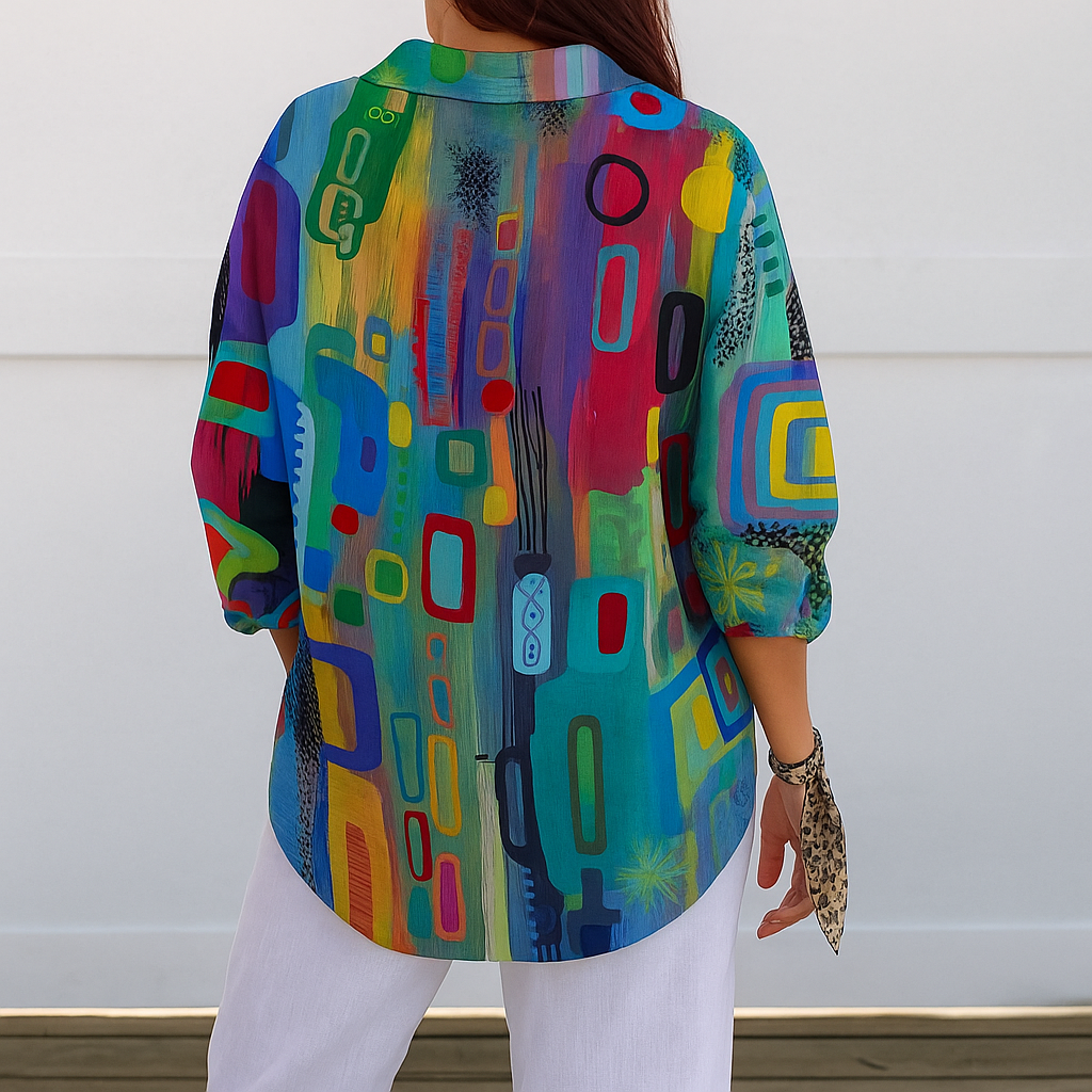 Ximena | Blusa artística vibrante de botones